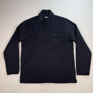 Criquet Full Zip Fleece Jacket Men's L Black/Dark Gray Snap Pocket Golf